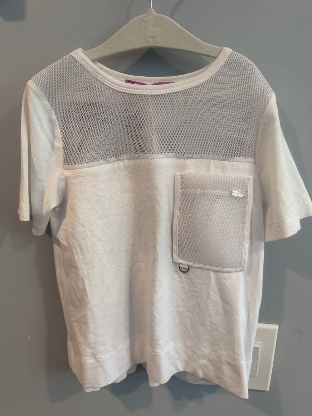 Val Max White Mesh Panel Pocket Tee